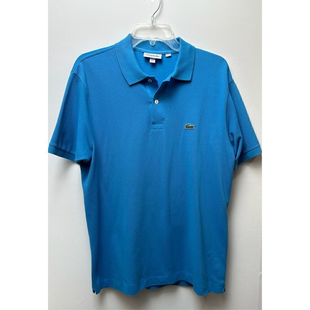 Lacoste men’s classic fit short sleeve blue polo shirt size Large #34-1234